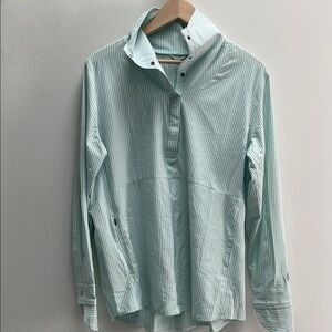 Coolibar Light Green Striped Blouse